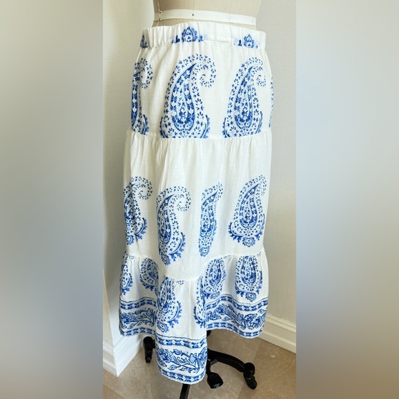 Lucky Brand Midi , long summer Blue and White Paisley Skirt, Size S, 100%Cotton - Picture 8 of 14